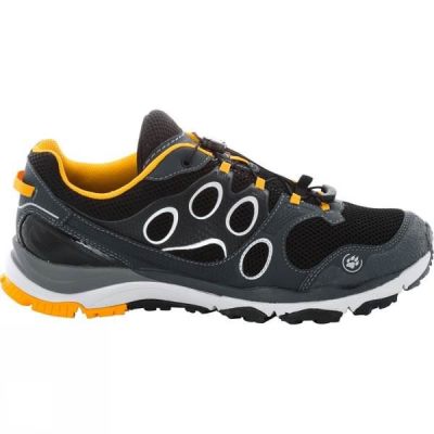 Zapatillas Running Jack Wolfskin Trail Excite Low Hombre Negras / Amarillo - Chile AZC235148